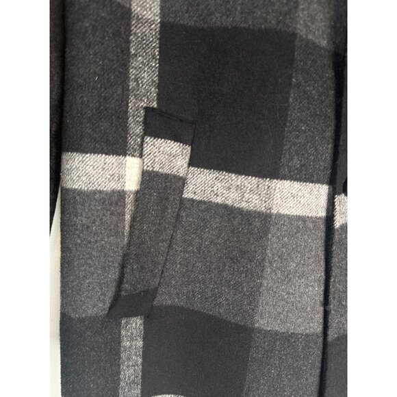ZARA Womens Medium Gray & Black Plaid Wool Blend Coat - Picture 15 of 16